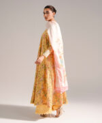 Yellow Cotton Satin Flared Suit - View 5