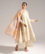 Pale Green Cotton Satin Flared Suit - View 1