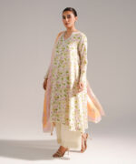 Pale Green Cotton Satin Flared Suit - View 2