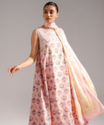 Pink Cotton Satin A-Line Suit - View 4