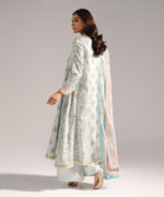 Light Blue Cotton Satin A-Line Suit - View 4