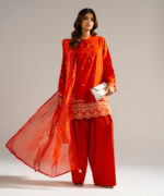 Rust Self Jacquard Straight Suit - View 5