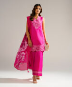 Pink Self Jacquard Straight Suit - View 2