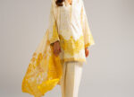 Pale Yellow Self Jacquard Straight Suit - View 5