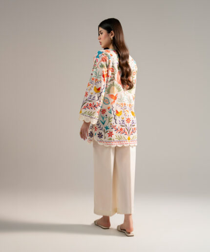 Off White Lawn Straight Shirt Suit - View 1