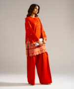 Rust Self Jacquard Straight Suit - View 3