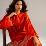 Rust Self Jacquard Straight Suit - View 1