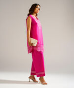 Pink Self Jacquard Straight Suit - View 5