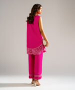 Pink Self Jacquard Straight Suit - View 6