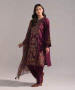 Purple Lawn Straight Suit - View 5