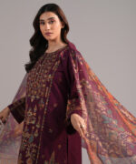 Purple Lawn Straight Suit - View 2