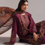 Purple Lawn Straight Suit - View 1