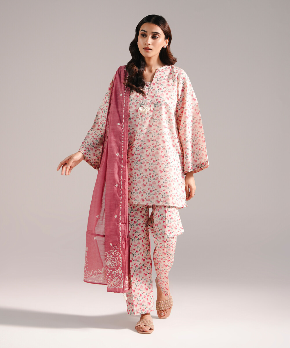 Off White Zari Lawn Straight Suit - View 1 Off White Zari Lawn Straight Suit - View 1
