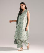 Green Zari Lawn Straight Suit - View 4