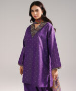Purple Zari Lawn Straight Suit - View 4