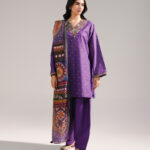 Purple Zari Lawn Straight Suit - View 1