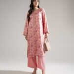 Pink Arabic Lawn Straight Suit - View 1