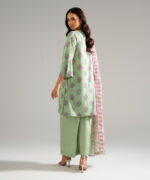 Green Arabic Lawn Straight Suit - View 3