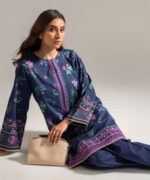 Dark Blue Cambric Straight Suit - View 5