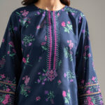 Dark Blue Cambric Straight Suit - View 1
