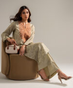 Dark Beige Cambric A-Line Suit - View 1