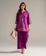 Plum Cambric Straight Suit - View 2