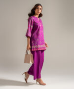 Plum Cambric Straight Suit - View 3