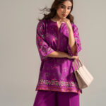Plum Cambric Straight Suit - View 1