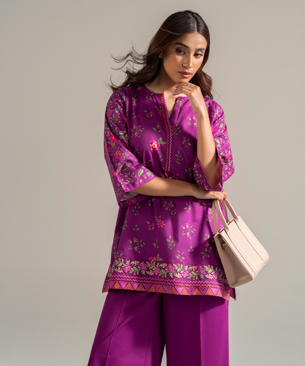 Plum Cambric Straight Suit - View 1 Plum Cambric Straight Suit - View 1