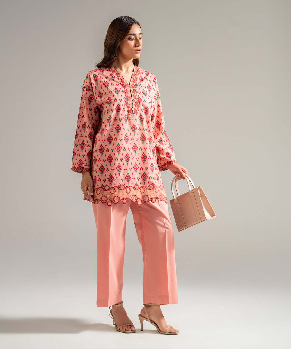 Pink Cambric Straight Suit - View 1 Pink Cambric Straight Suit - View 1