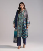 Dark Blue Lawn Drop Shoulder Suit - View 4