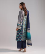 Dark Blue Lawn Drop Shoulder Suit - View 2