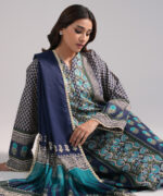 Dark Blue Lawn Drop Shoulder Suit - View 5