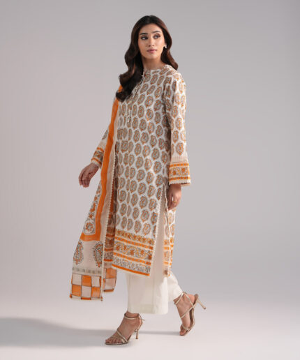 Off White Lawn A-Line Suit - View 1