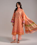 Peach Lawn Straight Suit - View 5