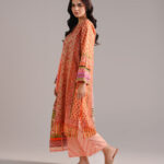 Peach Lawn Straight Suit - View 1