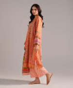 Peach Lawn Straight Suit - View 1