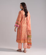 Peach Lawn Straight Suit - View 2