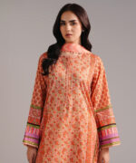 Peach Lawn Straight Suit - View 4
