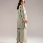 Mint Green Self Jacquard Straight Suit - View 1
