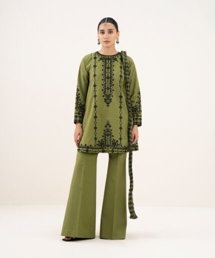 Green Lawn Unstitched Ensemble - View 1