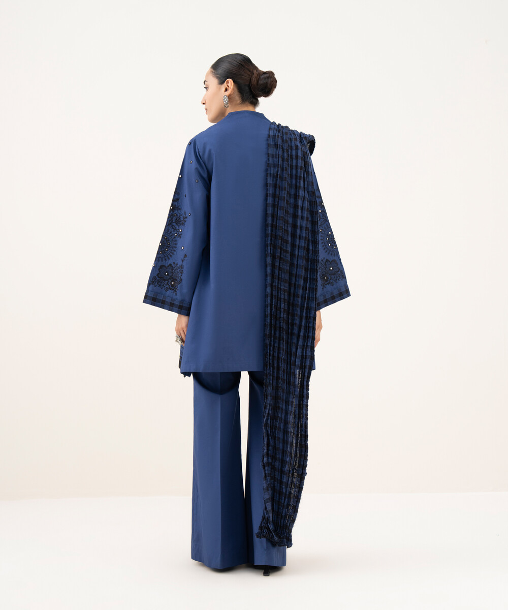 Blue Lawn Unstitched Ensemble - View 1 Blue Lawn Unstitched Ensemble - View 1