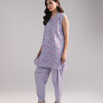 Lavender Seersucker Straight Suit - View 1