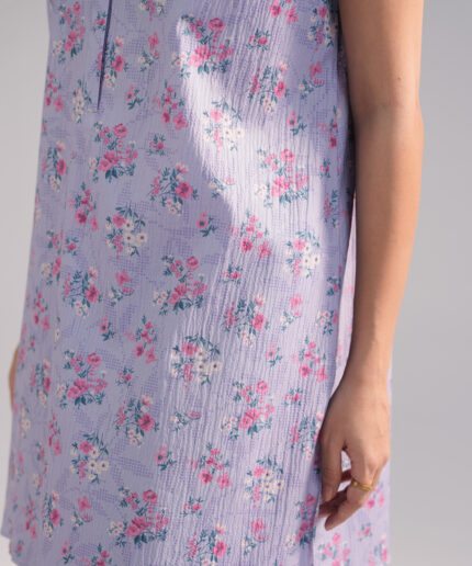 Lavender Seersucker Straight Suit - View 2