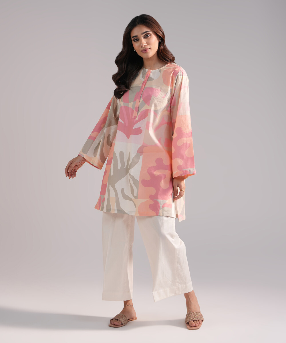 Pink Seersucker Boxy Suit - View 1 Pink Seersucker Boxy Suit - View 1