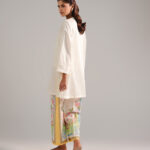 Off White Dobby Drop Shoulder Suit - View 1