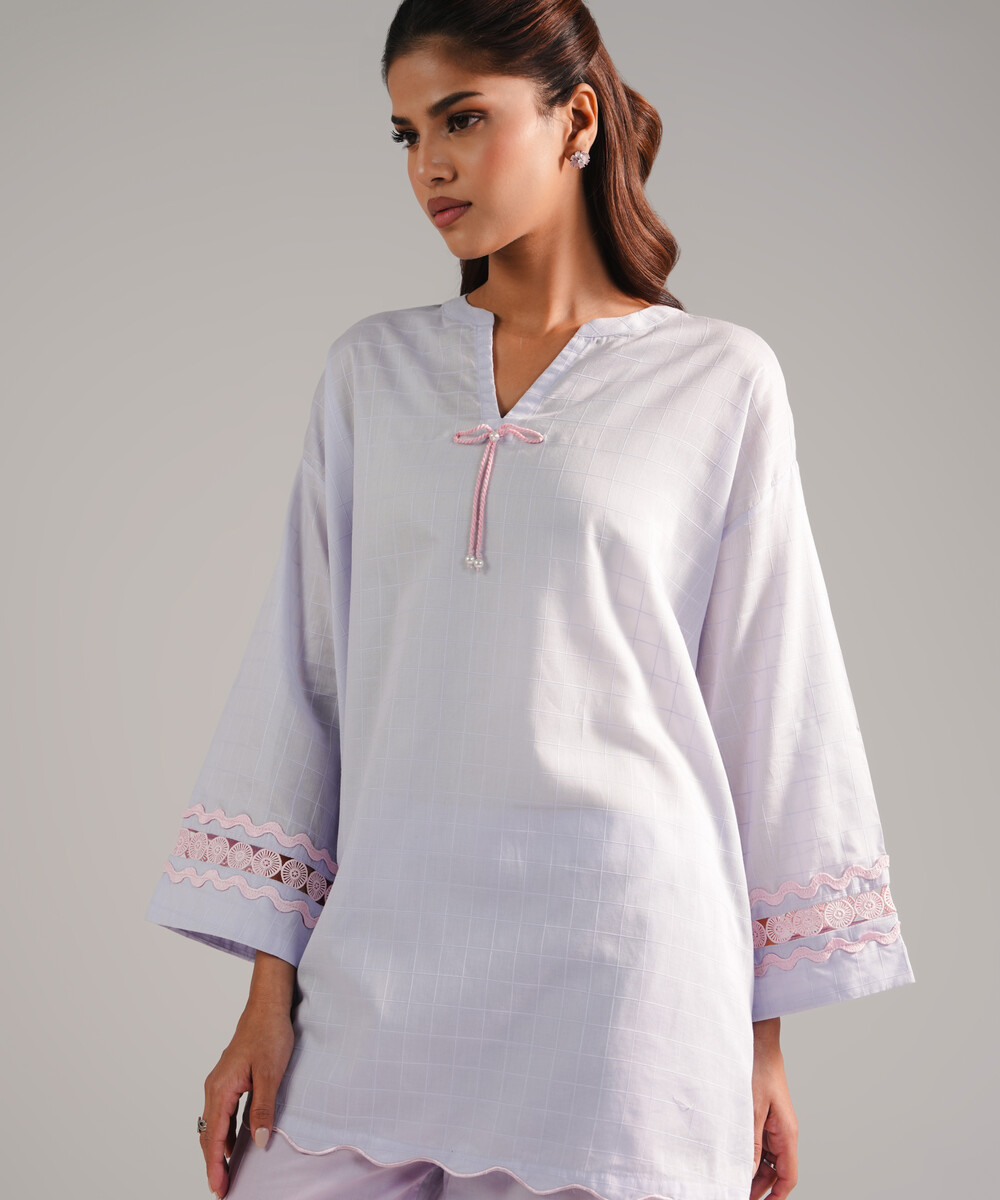 Lilac Dobby Drop Shoulder Suit - View 1 Lilac Dobby Drop Shoulder Suit - View 1