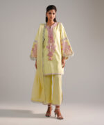 Lime Yellow Leno Kara Straight Suit - View 4