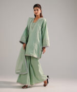 Mint Green Leno Kara Straight Suit - View 1