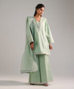 Mint Green Leno Kara Straight Suit - View 4